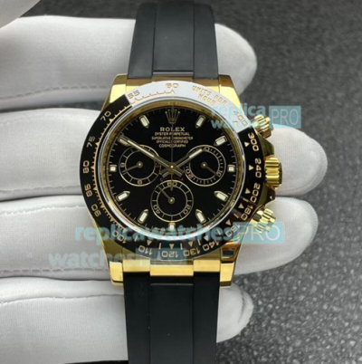 Noob Factory V3 Rolex Daytona Yellow Gold Case Black Dial Watch 4130 Movement